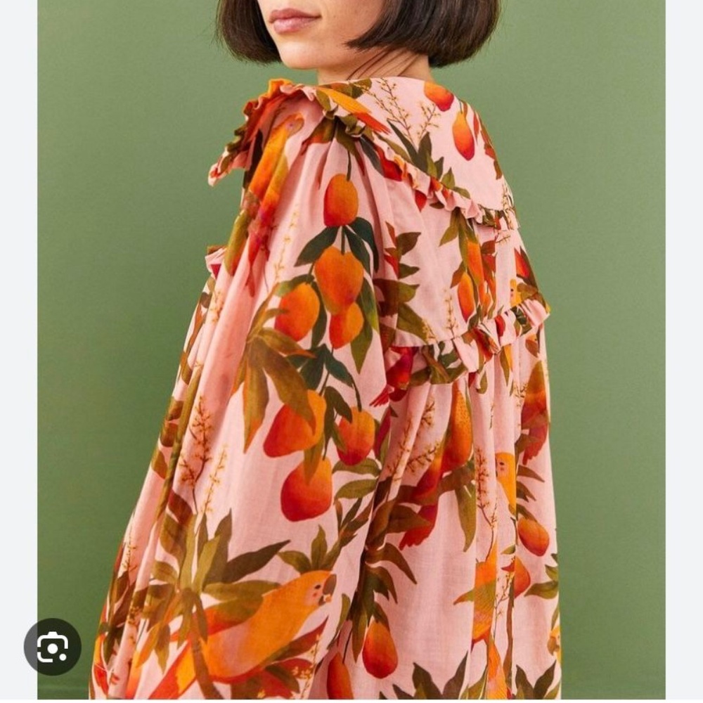 NWT XS Farm Rio Pink Mango Trees Blouse - Picture 3 of 8